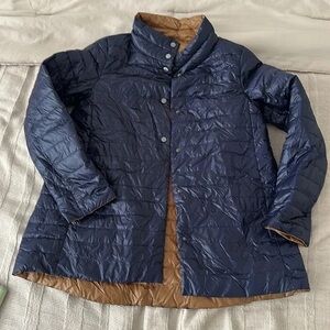 Elegant Women's Blue and Brown Puffer Jacket